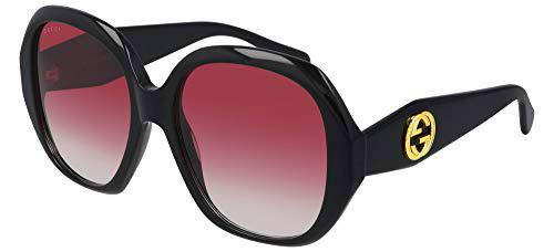 Gucci Gg0796s Gafas de Sol, Negro-Negro-Rojo, 58 Mujeres