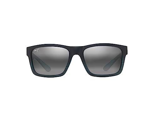 Maui Jim The Flats Gafas, Black with Teal Stripes &amp; Temple Tips