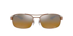 Ray-Ban 8318ch Gafas de sol, Shiny Light Brown, 62 para Hombre