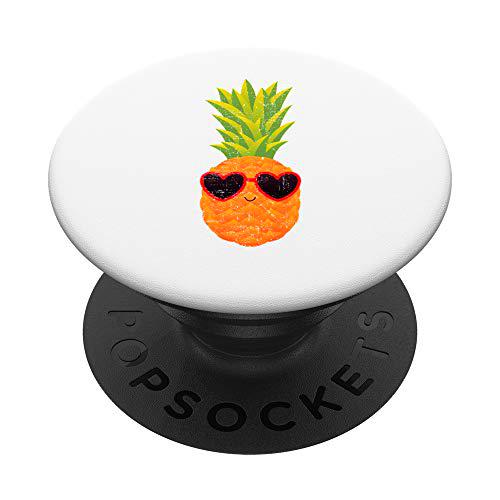 Gafas de sol de piña hawaiana con corazón para San Valentín PopSockets PopGrip: Agarre intercambiable para Teléfonos y Tabletas