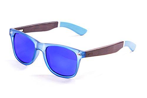 Ocean Sunglasses Beach Gafas de Sol Blue Transparent Frame/Wood Dark White/Blue Arms/Revo Blue Lens