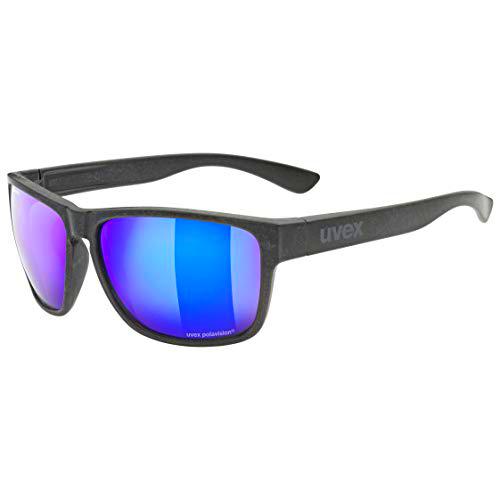 uvex lgl Ocean P Gafas de Sol, Unisex-Adult, Black Mat/Blue-Blue, One Size