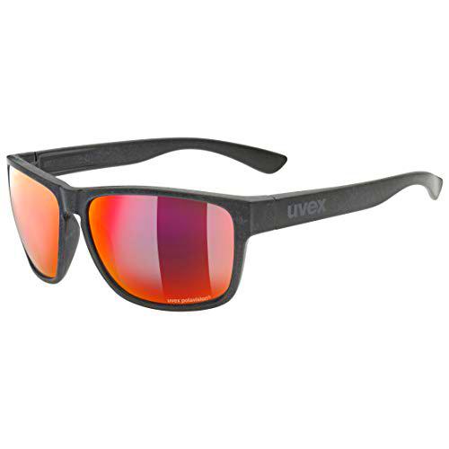 uvex lgl Ocean P Gafas de Sol, Unisex-Adult, Black Mat/Red-Red, One Size