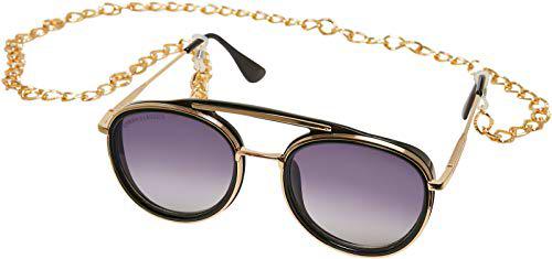 Urban Classics Sunglasses Ibiza with Chain Gafas, Negro/Dorado