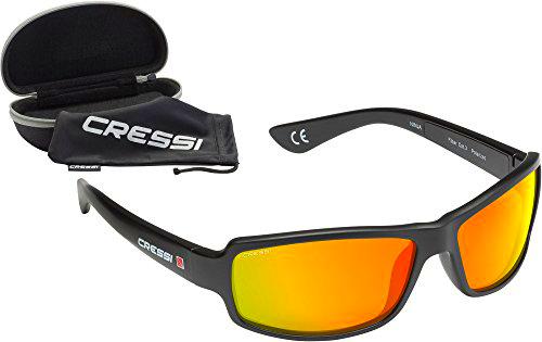 Cressi Ninja Gafas de Sol, Unisex Adulto, Negro/Lentes Espejados Naranja