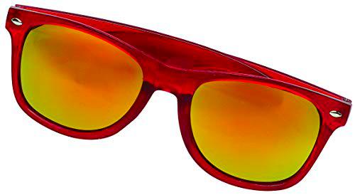 TOPICO Gafas de Sol Unisex Juvenil Reflectantes, Rojas