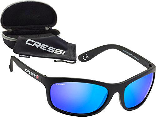 Cressi Rocker Gafas de Sol, Unisex Adulto, Negro/Lentes Reflejado Azul