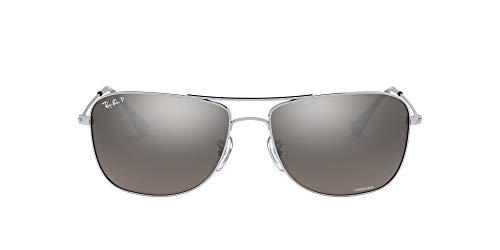 Ray-Ban RB 3543 Gafas de sol, Shiny Silver, 59 Unisex-Adulto