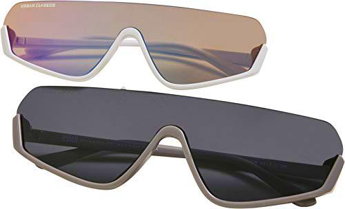 Urban Classics Sunglasses Spetses 2-Pack Gafas, Wht/Hollographic &amp; D.grey/Blk