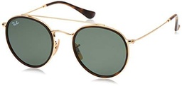 Ray-Ban 0RB3647N, Gafas de Sol Unisex Adulto, Marrón (Gold/Green Classic), 51