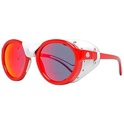 MONCLER ML0046 67C 52 Gafas de Sol, Rojo (Rosso Opaco/Fumo Specchiato)