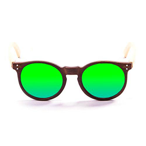 Ocean Sunglasses Gafas De Sol Lizard Bamboo Dark Frame/Wood Natural Arms/Revo Green Lens