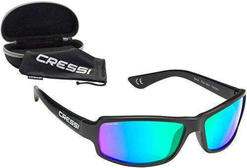 Cressi XDB100011 Gafas de Sol, Unisex Adulto, Negro/Lentes espejadas Verde