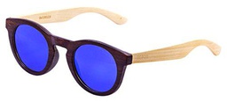 Ocean Sunglasses San Francisco Gafas de Sol Bamboo Dark Frame/Wood Natural Arms/Revo Blue Lens