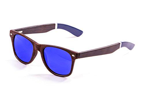 Ocean Sunglasses Ski Beach Wood Beach Wood Bamboo Brown Arm with Brown Dark Frame with Blue revo Lens with White/Blue Dark Arm