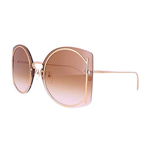 Ferragamo SF196S - Gafas de sol de metal dorado y marrón Gradient Lens Unisex Adulto