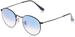 Ray-Ban Round Metal Gafas De Sol, Negro (Light Blue Gradient)