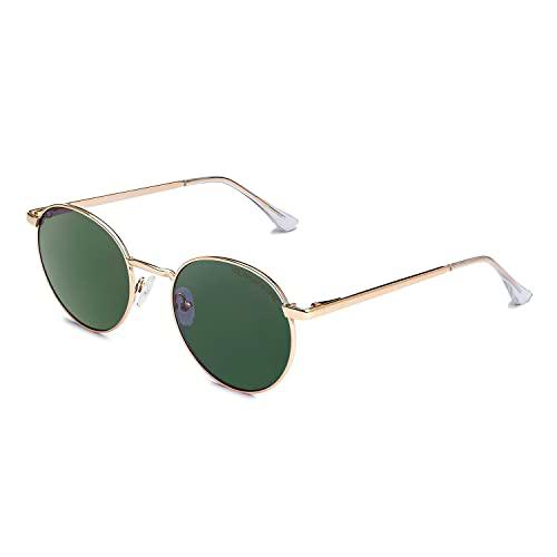 CLANDESTINE Orbita Gold Dark Green - Gafas de Sol de Nylon HD para Hombre &amp; Mujer