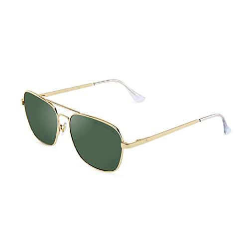 CLANDESTINE B-Pilot 18 Gold Dark Green - Gafas de sol Nylon HD Hombre &amp; Mujer