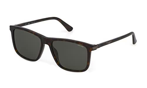 Police SPLE05 Gafas, Shiny Dark Havana, 57 para Hombre