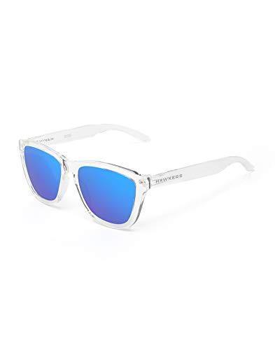 HAWKERS Gafas de Sol ONE Air, para Hombre y Mujer, con Montura Transparente y Lente Azul con Efecto Espejo