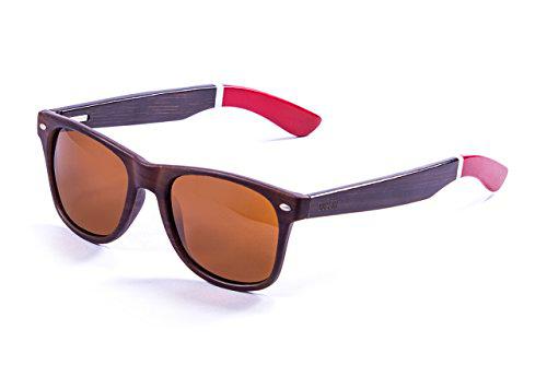 Ocean Sunglasses Beach Gafas de Sol Bambo Dark Frame/Wood Dark White/Red Arms/Brown Lens