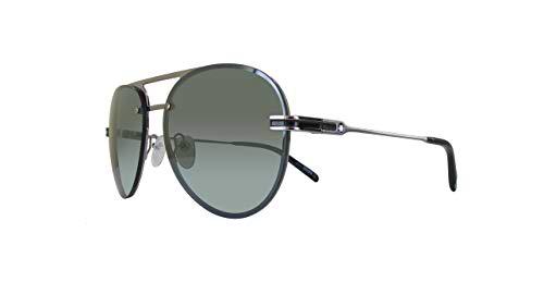 Montblanc Mont Blanc MB717S-14Q-59 Gafas de Sol, Negro (Shiny Light Ruthenium/Green Mirror)