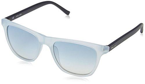 Police Hot 1 Gafas, Semi Matt Transparent Grey &amp; Black Frame/Blue Grey Semi Mirror Gradient Lens