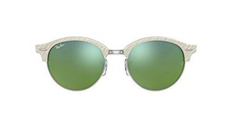 Ray-Ban Clubround Gafas de Sol, Top Wrinkled White on White